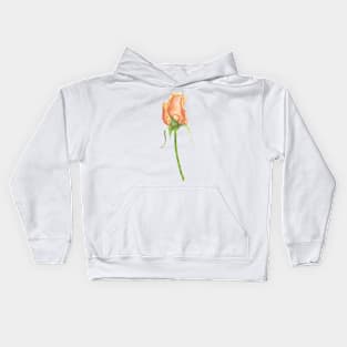 Orange Rosebud, watercolor Kids Hoodie